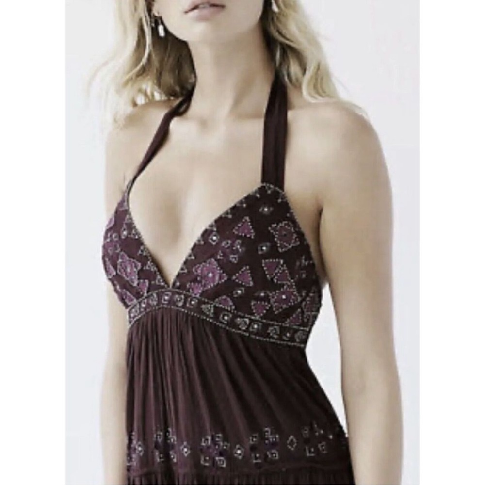 Free People Glitter Me Timbers Gown Beaded Embroidered Dress - Picture 4 of 11